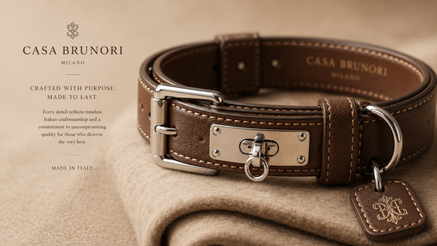 Macro detail of hand-stitched cognac leather and engraved solid brass buckle
